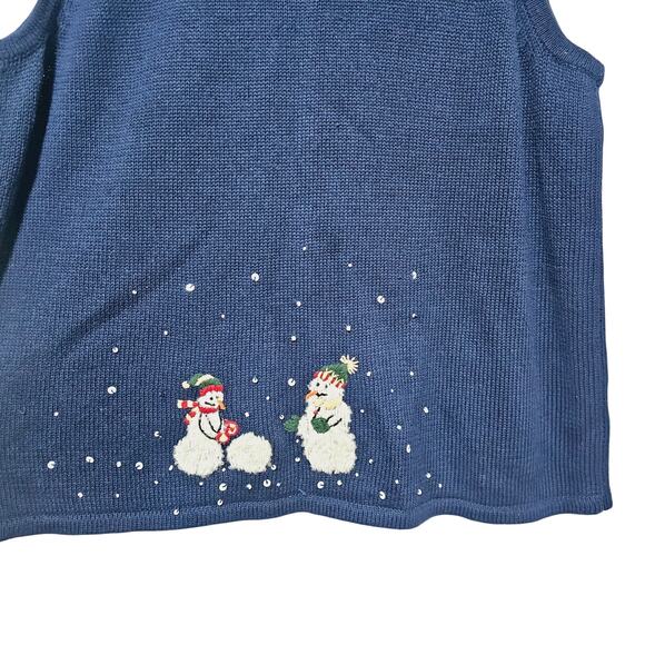Breckenridge Snowman Sweater Vest Size 2X Zip Navy Christmas Winter Festive - Picture 5 of 9
